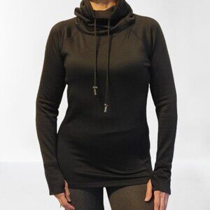 Athleta Dark Gray Cinch Popover Cowl Neck Sweatshirt Size Small